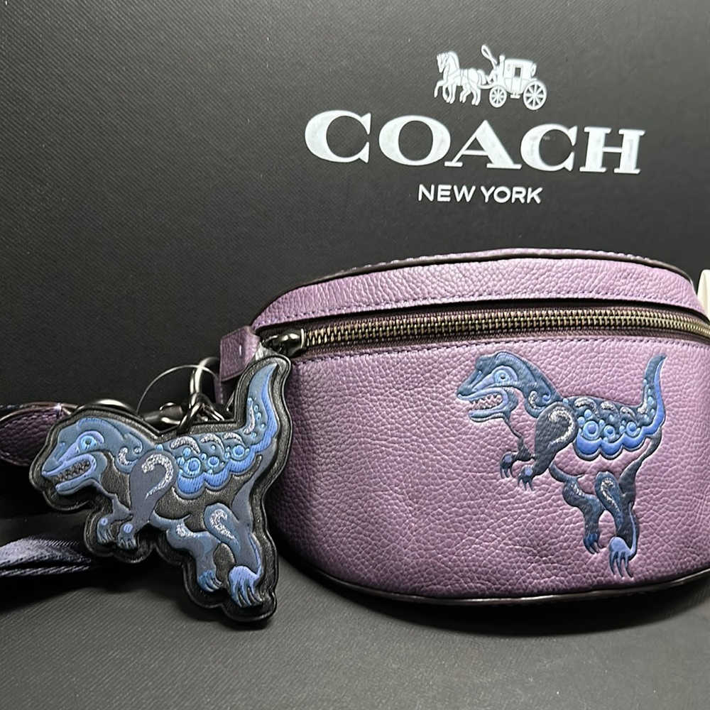 Coach X Zhu Jingyi Rexy Dinosaur Keychain Belt bag Fanny Crossbody Leather Purse - Picture 2 of 12